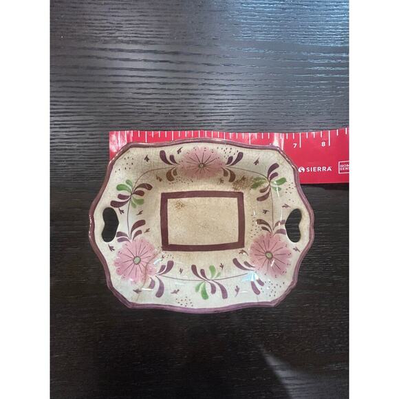 MARKED OLD CASTLE COPPER LUSTREWARE collectible dish Made in England handpainted - Picture 7 of 8